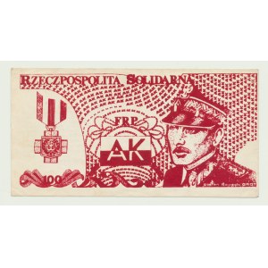 Solidarity, 100 zloty 1985, Rzeczpospolita Solidarna, FRP AK S. Rowecki Grot, OFFSET