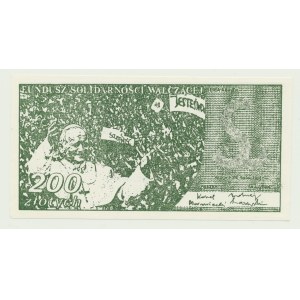 Solidarity, 200 zloty 1984, Fighting Solidarity Fund, John Paul II, c. green