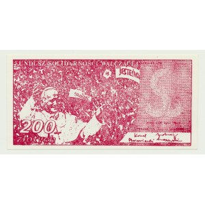 Solidarity, 200 zloty 1984, Fighting Solidarity Fund, John Paul II, red