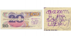 Solidarity, 20 zloty 1982, stamp GASP TO SOCIETY