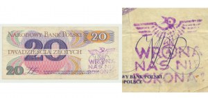 Solidarity, 20 zloty 1982, stamp WRONA NAS NIE POKONA