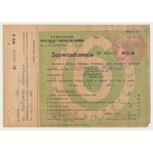 République populaire de Pologne, Conseil national de district, Certificat de livraison de céréales 1953