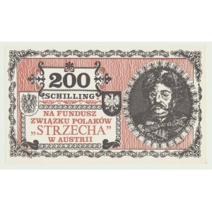 Tehla 200 šilingov, pre fond poľského združenia Strzecha v Rakúsku, vzácna