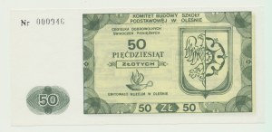 Cegiełka, 50 złotych, Nr. 000946, na Muzeum w Oleśnie, Narodowy Czyn Pomocy Szkole