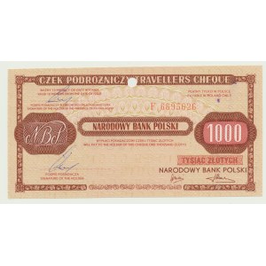 NBP czek podróżny 1000 złotych 1990, RZADKA duża ser. F Bułgaria