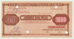 Cestovní šek NBP 1000 zlatých 1990, malá série. G, CCCP