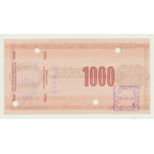 NBP czek podróżny 1000 złotych 1990., mała ser. G, CCCP