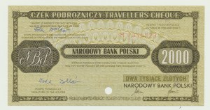 NBP czek podróżny 2000 złotych 1990., mała ser. M, Słowacja