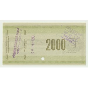 Cestovný šek NBP 2000 zlatých 1990., malá séria. M, Slovensko