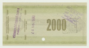 NBP czek podróżny 2000 złotych 1990., mała ser. M, Słowacja