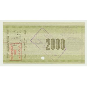 NBP czek podróżny 2000 złotych 1989., mała ser. N, Węgry