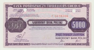 NBP traveler's check 5000 zloty 1988, small ser. T, CCCP, Brest - now Belarus