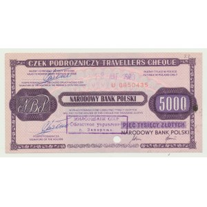 Chèque de voyage NBP 5000 zloty 1989, petit ser. U, CCCP, Zaporozhye - aujourd'hui Ukraine