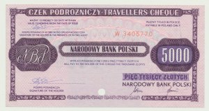 NBP Reisescheck 5000 Gold 1990er Jahre, kleine Serie. W, CCCP
