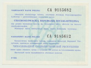 NBP Bon de transit 200 zloty 1988 pour koruna, Tchécoslovaquie, grande série. CA