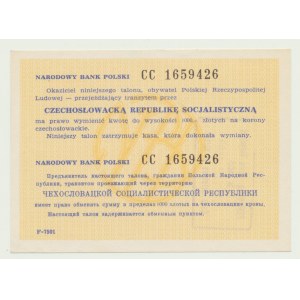 NBP transit voucher 1,000 zloty 1989 for koruna, Czechoslovakia, CA capital letters