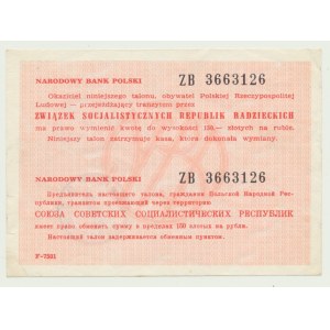 NBP Tranzitný poukaz 150 zlotých 1988 za ruble, ZSSR