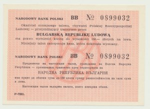 Tranzitní poukázka NBP 150 zlotých 1988 vlevo, Bulharsko, malá série. BB