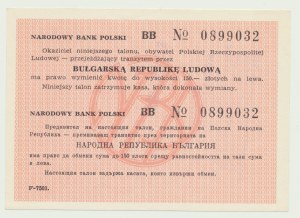 NBP-Transitschein 150 Zloty 1988 links, Bulgarien, kleine Serie. BB