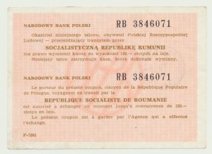 NBP transit voucher 150 zloty 1988 for lei, Romania, uppercase ser. RB