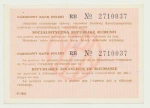 NBP talon tranzytowy 150 zł 1987 na leje, Rumunia, małe litery ser. RB