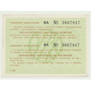 Tranzitní poukaz NBP £450 1988 za lei, Rumunsko, malé písmeno ser. RA
