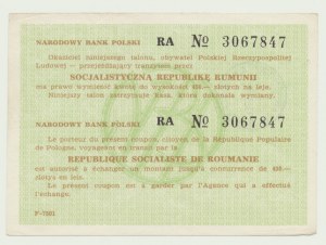 NBP transit voucher 450 zloty 1988 for lei, Romania, lowercase ser. RA