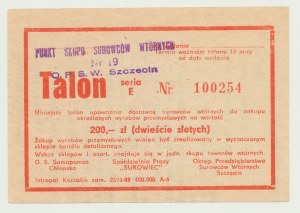 Talon na wyroby przemysłowe, 200 zł 1988, ser. E 100254, Szczecin