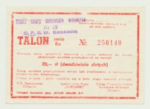 Talon na wyroby przemysłowe, 20 zł 1987, ser. Ba 250140, Szczecin