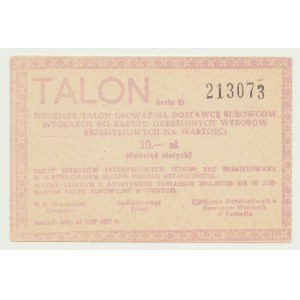 Talon pour les produits industriels, 10 zlotys 1989, ser. D 213073, Poznan