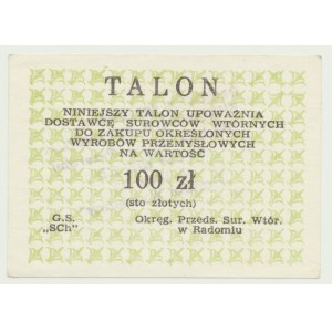 Talon for industrial goods, 100 zloty, green, Radom
