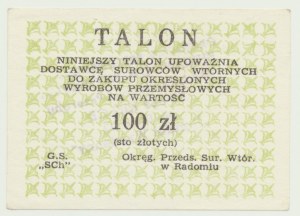 Talon for industrial goods, 100 zloty, green, Radom