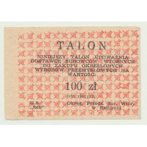 Talon for industrial goods, 100 zloty, red, Radom