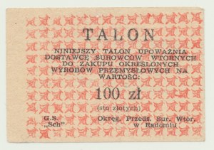 Talon for industrial goods, 100 zloty, red, Radom