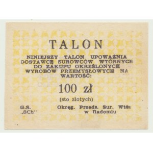 Talon for industrial goods, 100 zloty, yellow, Radom