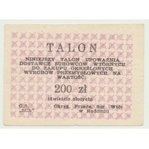 Talon for industrial goods, 200 zloty, purple, Radom
