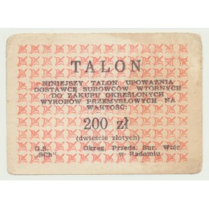 Talon for industrial products, 200 zloty, red, Radom