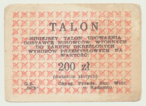 Talon for industrial products, 200 zloty, red, Radom