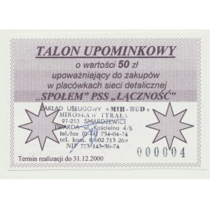 50 zl 2000, Społem-Gutschein, nr.000004 (NISKI NR.), Tomaszów Mazowiecki, B. RARE
