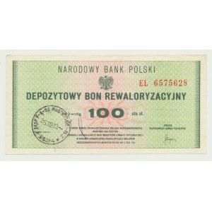 NBP, 100 zlotys 1982, ser. EL, bon de dépôt de réévaluation