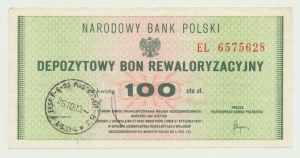 NBP, 100 zloty 1982, ser. EL, deposit revaluation voucher