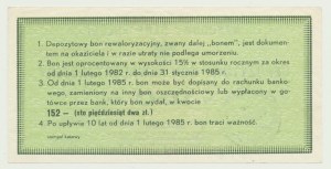 NBP, 100 zlotých 1982, ser. EL, poukázka na revalvační vklad