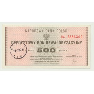 NBP, 500 zloty 1982, ser. DA, deposit revaluation voucher
