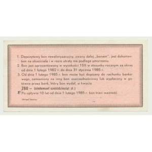 NBP, 500 zlotys 1982, ser. DA, bon de réévaluation du dépôt