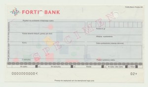 Fortis Bank Polska SA, chèque, SPECIMEN 0000000000
