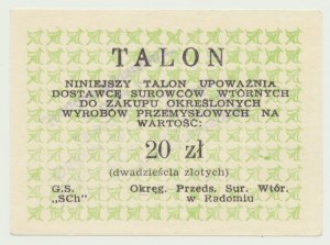 Talon na wyroby przemysłowe, 20 zł, zielony, Radom