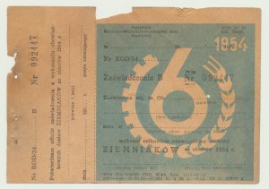 Repubblica Popolare di Polonia, Consiglio Nazionale Distrettuale, certificato di consegna delle patate 1954