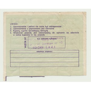 PRL, tankovací karta 1988, pro TAXI, velmi vzácná