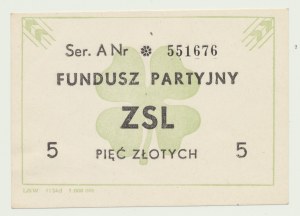 Cegelek 5 zloty Fund of the United People's Party, Ser. A numbered