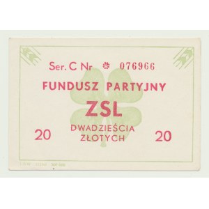 Cegelek 20 zloty Fonds der Vereinigten Volkspartei, Ser. C nummeriert